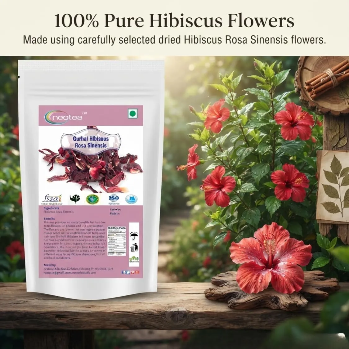 Hibiscus Rosa Raw Herbal | Dried Hibiscus Rosa Flowers | Whole Natural Hibiscus Flowers | Carefully Selected & Hygienically Packed | Traditional Herbal Ingredient
