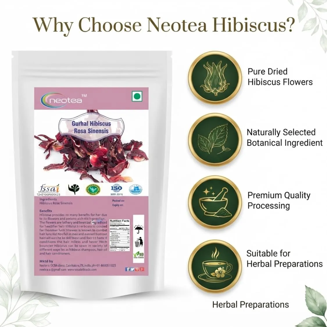 Hibiscus Rosa Raw Herbal | Dried Hibiscus Rosa Flowers | Whole Natural Hibiscus Flowers | Carefully Selected & Hygienically Packed | Traditional Herbal Ingredient