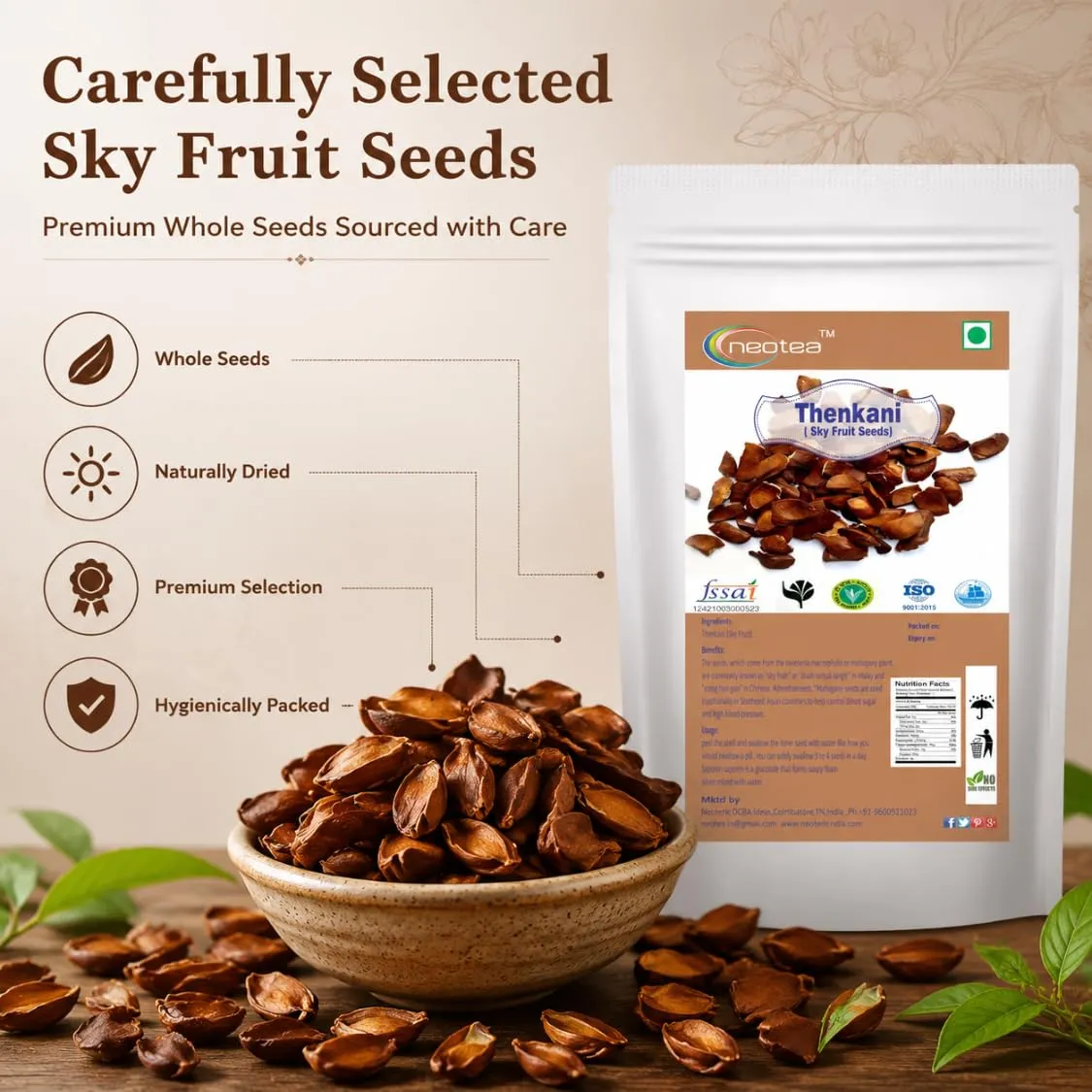 Sky Fruit Seeds | 100% Natural Raw Herbal Sky Fruit | Whole Dried Sky Fruit Seeds | Carefully Selected & Naturally Processed Herbal Ingredient | Traditional Indian Herb