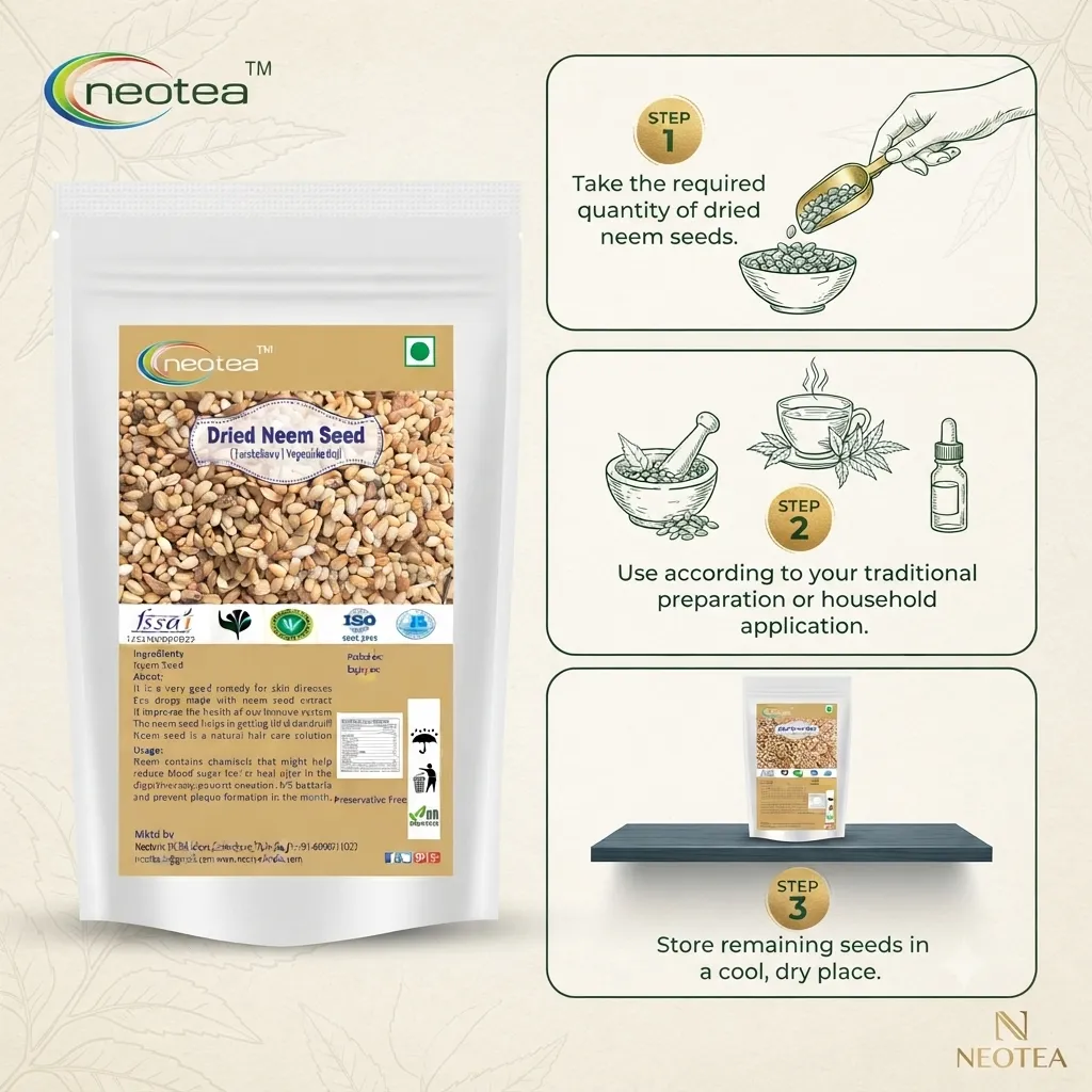 Dried Neem Seeds | Whole Raw Neem Seeds | Naturally Dried Herbal Seeds | Unprocessed Neem Seed for Traditional Uses, Gardening & Everyday Herbal Practices | No Added Preservatives