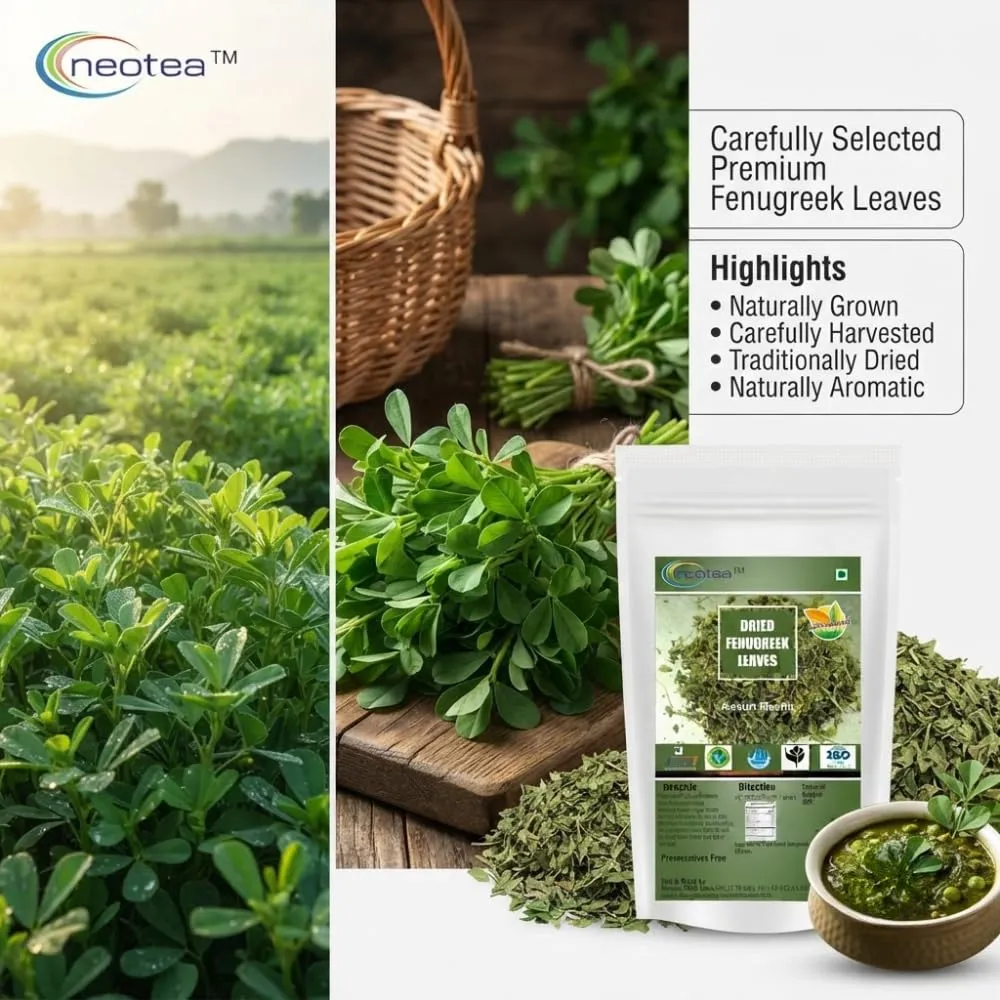 Dried Fenugreek Leaf (Kasuri Methi, Methi Mente, Vendayam, Trigonella Foenum-Graecum) - 100% Pure & Natural, Ayurvedic Herb for Culinary Uses, Digestive Health, and Wellness