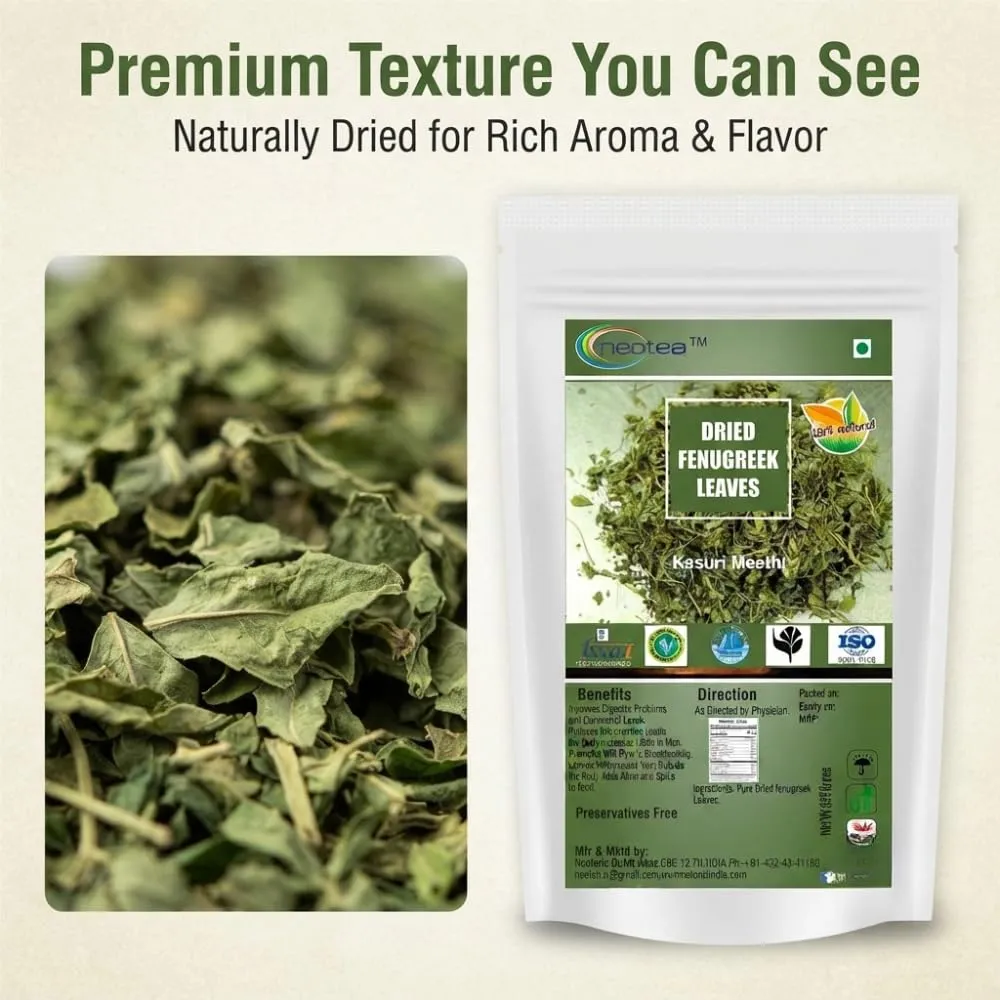 Dried Fenugreek Leaf (Kasuri Methi, Methi Mente, Vendayam, Trigonella Foenum-Graecum) - 100% Pure & Natural, Ayurvedic Herb for Culinary Uses, Digestive Health, and Wellness