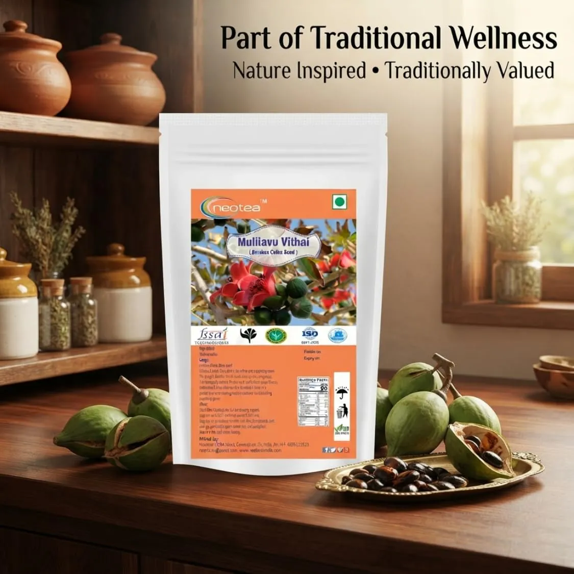 Mulilavu Vithai Raw Herbal Seeds | Traditional Indian Herbal Ingredient | Whole Dried Mulilavu Seeds | Natural Botanical Ingredient for Traditional Preparations