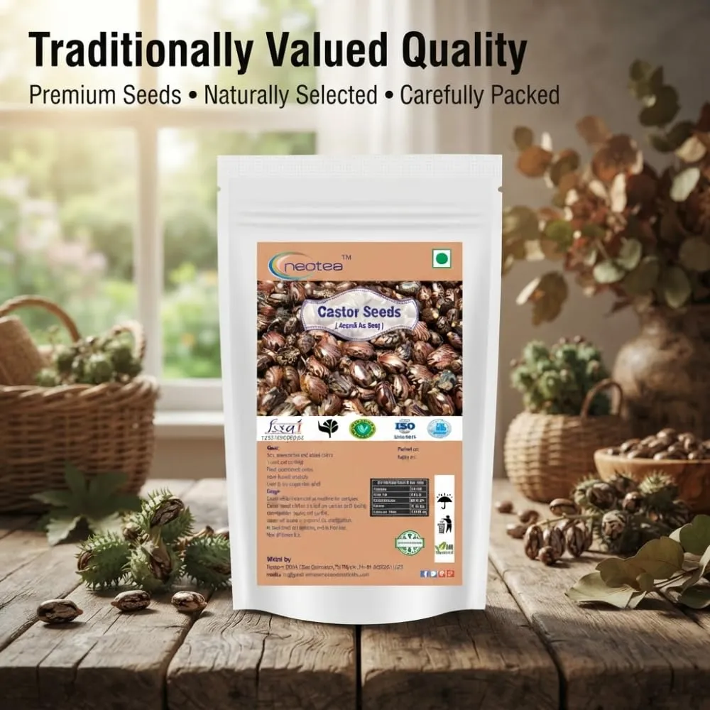 Flax Castor Seeds (Arandi Ke Beej) - 100% Pure & Natural, Rich in Omega-3 Fatty Acids, Fiber & Nutrients, Supports Digestion, Skin Health, and Hair Growth, Vegan & Gluten-Free, Premium Seeds for Health, Wellness, and Culinary Uses