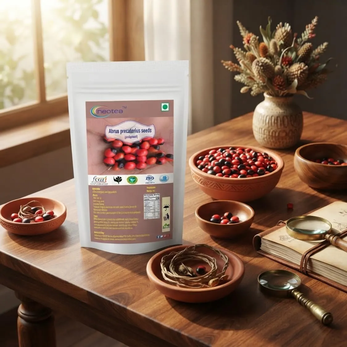 Gundumani Raw Herbal Seeds (Abrus precatorius) | Whole Natural Gundumani Seeds | Traditional Herbal Raw Ingredient | Carefully Selected & Cleaned | For Traditional & Craft Use