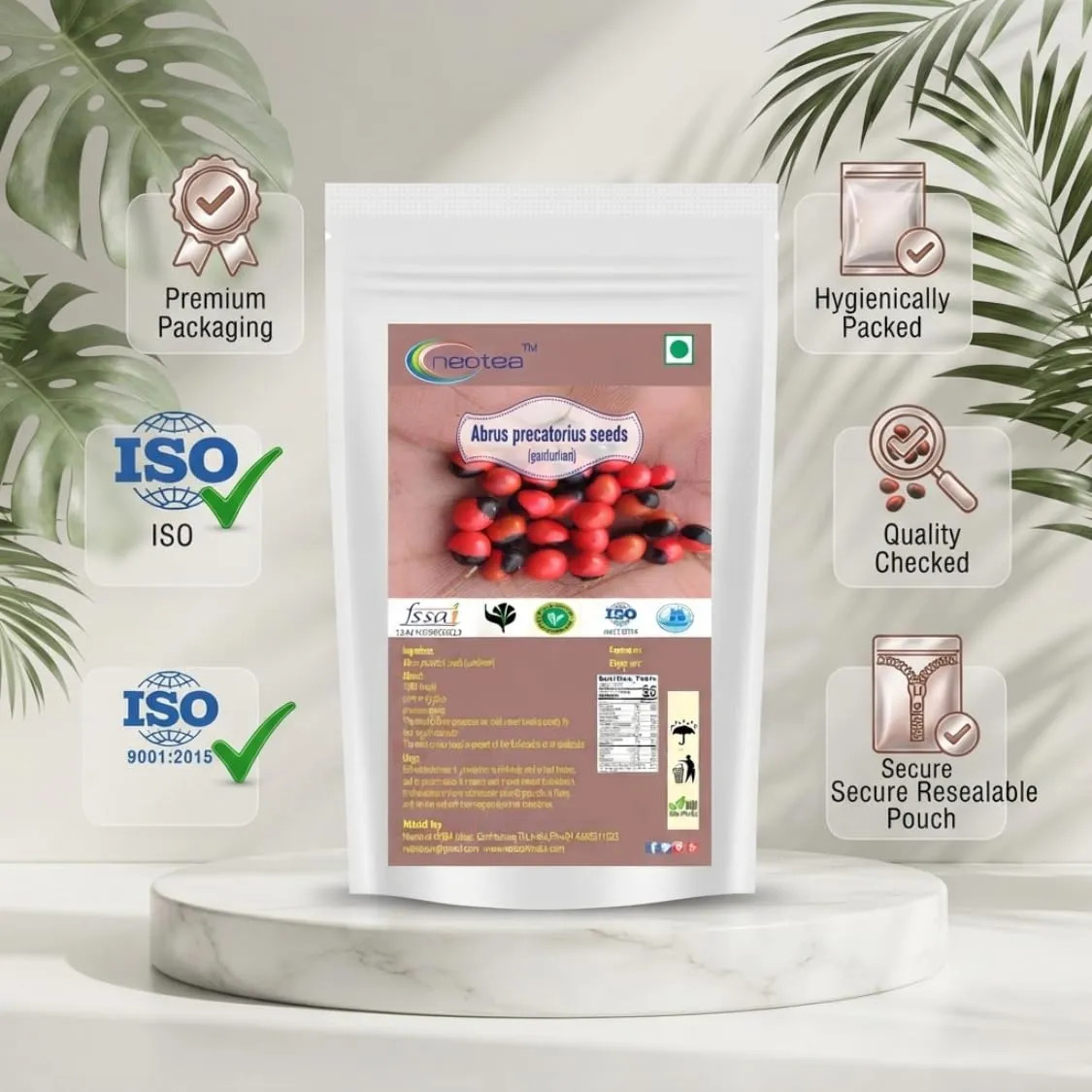 Gundumani Raw Herbal Seeds (Abrus precatorius) | Whole Natural Gundumani Seeds | Traditional Herbal Raw Ingredient | Carefully Selected & Cleaned | For Traditional & Craft Use
