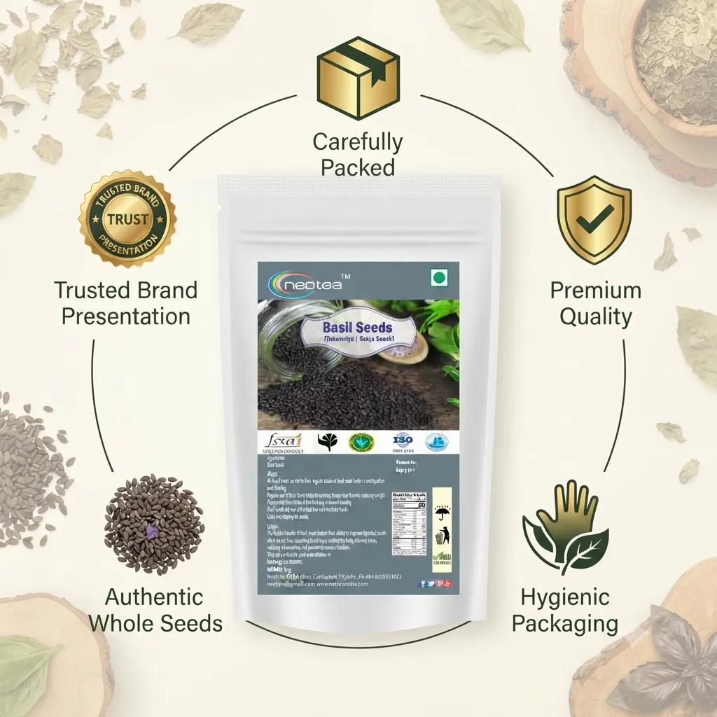 Sabja Seeds Whole Natural Basil Seeds 100% Pure Raw Herbal Seeds for Falooda, Beverages, Desserts and Daily Kitchen Use, Naturally Clean and Easy to Soak