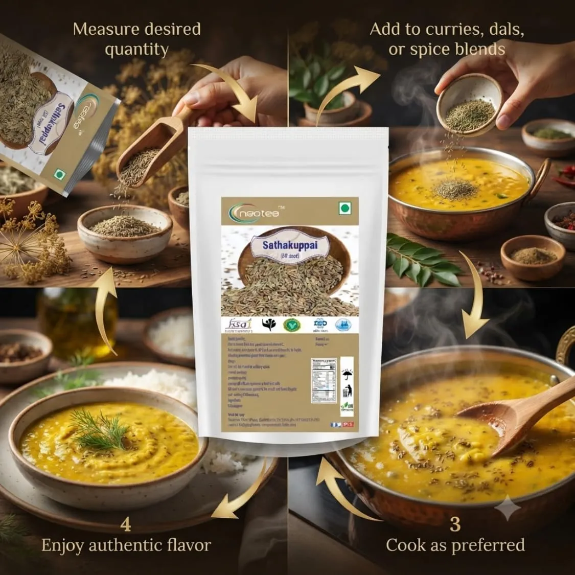 Dill Seed (Sathakuppai Anethum Graveolens) Raw Herbal Whole Seeds | Natural Dried Dill Seeds | Aromatic Herbal Ingredient for Traditional Recipes, Herbal Preparations & Daily Kitchen Use | Premium Quality