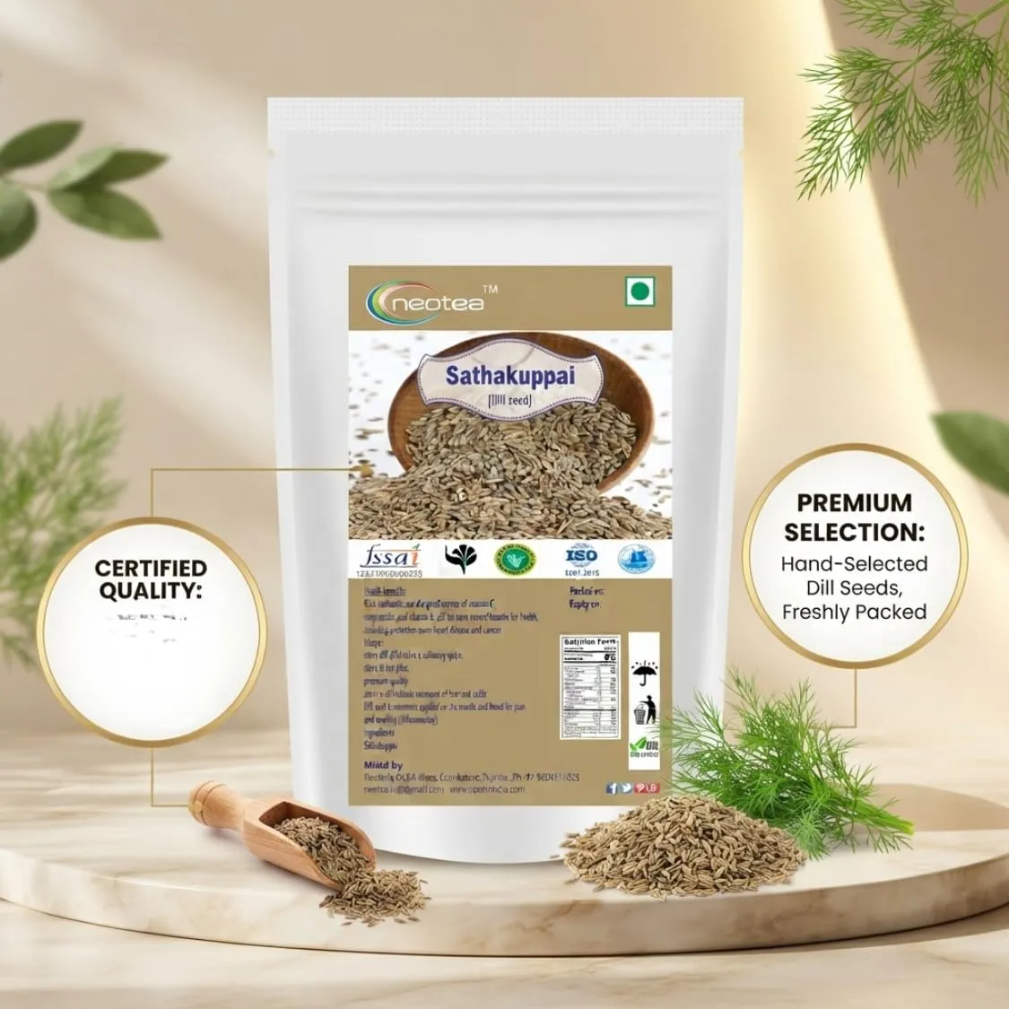 Dill Seed (Sathakuppai Anethum Graveolens) Raw Herbal Whole Seeds | Natural Dried Dill Seeds | Aromatic Herbal Ingredient for Traditional Recipes, Herbal Preparations & Daily Kitchen Use | Premium Quality