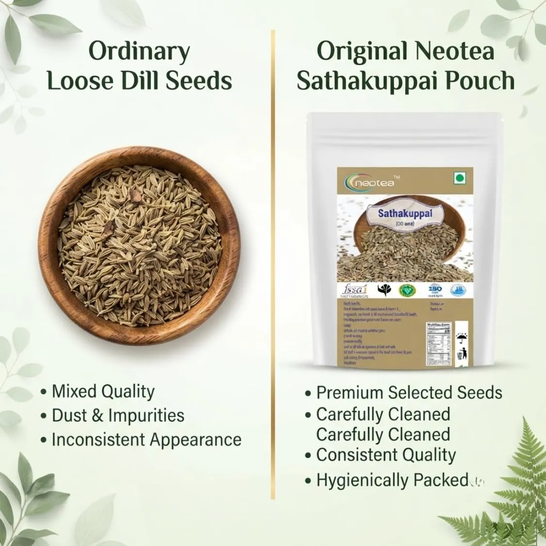 Dill Seed (Sathakuppai Anethum Graveolens) Raw Herbal Whole Seeds | Natural Dried Dill Seeds | Aromatic Herbal Ingredient for Traditional Recipes, Herbal Preparations & Daily Kitchen Use | Premium Quality