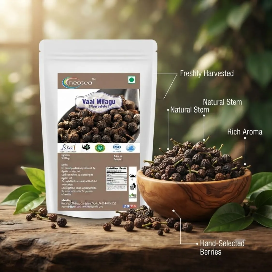 Vaal Milagu Raw Herbal Whole Herb | Traditional Indian Herb for Herbal Preparations, Home Use & Traditional Wellness Practices | Naturally Sourced Vaal Milagu
