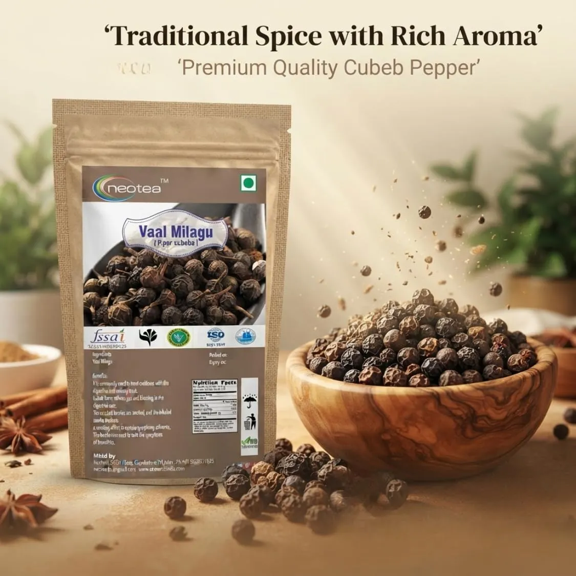Vaal Milagu Raw Herbal Whole Herb | Traditional Indian Herb for Herbal Preparations, Home Use & Traditional Wellness Practices | Naturally Sourced Vaal Milagu