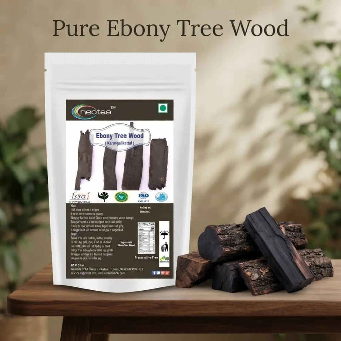 Ebony Tree Wood Raw Herbal (Karungalikattai) | Natural Ebony Wood Pieces | Traditional Herbal Ingredient for Pooja, Craft, Decorative & Traditional Uses | Carefully Selected Raw Wood