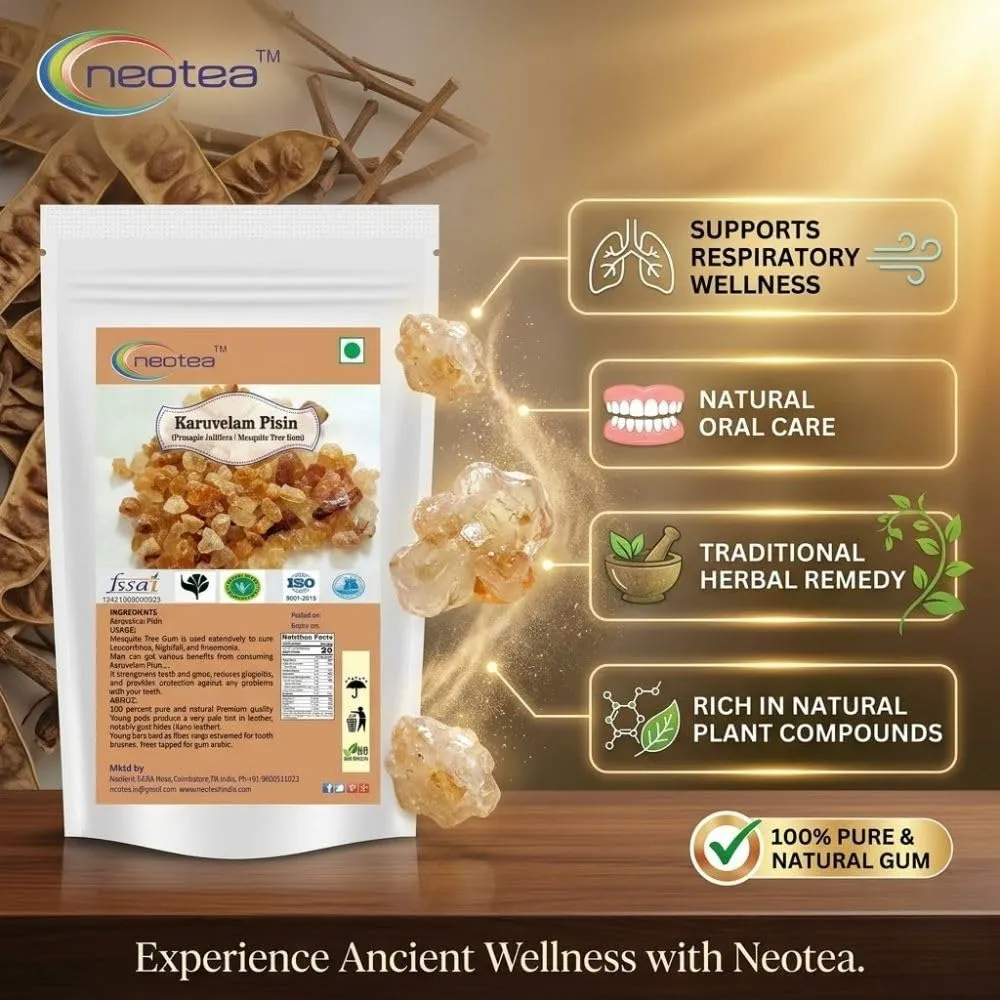 Karuvelam Pisin Raw Herbal Gum | Natural Karuvelam Tree Gum Resin | Traditional Indian Herbal Ingredient | Carefully Cleaned & Naturally Dried | Premium Raw Herb
