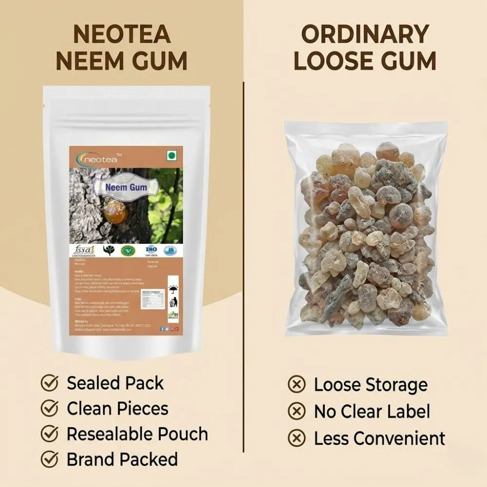 Neem Gum Raw Herbal Resin | Natural Neem Tree Gum for Traditional Herbal Use, Pooja, Craft & DIY Applications | Naturally Sourced Dried Neem Gum | Herbal Ingredient
