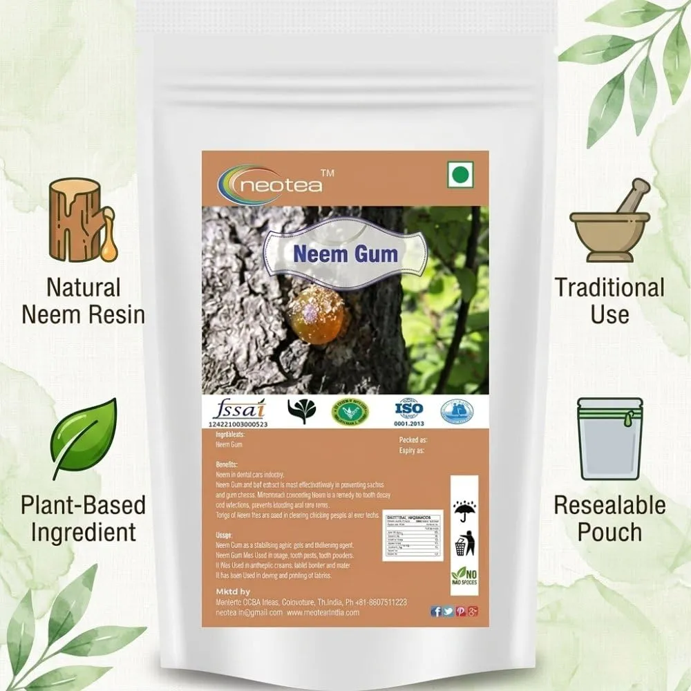 Neem Gum Raw Herbal Resin | Natural Neem Tree Gum for Traditional Herbal Use, Pooja, Craft & DIY Applications | Naturally Sourced Dried Neem Gum | Herbal Ingredient