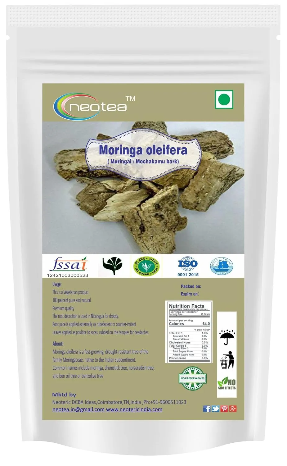 Moringa Oleifera Bark(Murungai Bark) | Dried Moringa Bark | Raw Herbal Bark | Moringa Tree Bark | Natural Herbal Ingredient for Traditional Preparations | Carefully Dried & Cleaned