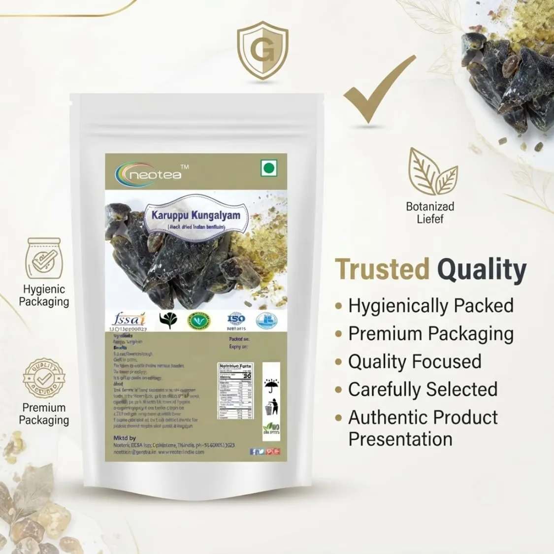 Karuppu Kungalyam Raw Herbal (Black Dried Indian Bdellium) | Traditional Indian Herbal Ingredient | Natural Whole Karuppu Kungalyam | Carefully Selected Raw Herb for Traditional Household and Herbal Practices