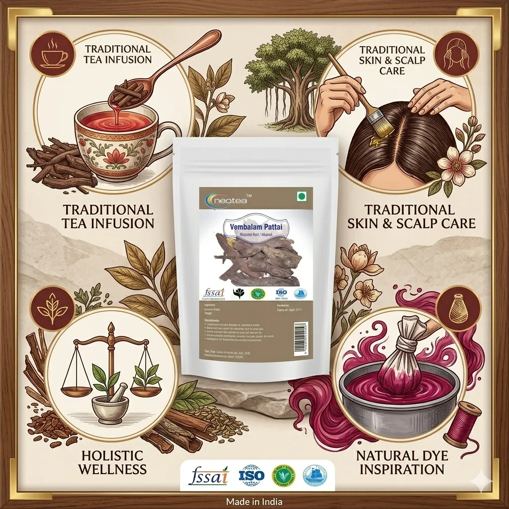 Vembalam Pattai Raw Herbal Bark (Rajantot Root Alkanet) | Natural Vembalam Tree Bark | Whole Dried Vembalam Pattai | Traditional Indian Herbal Ingredient | Clean & Naturally Dried Raw Herb