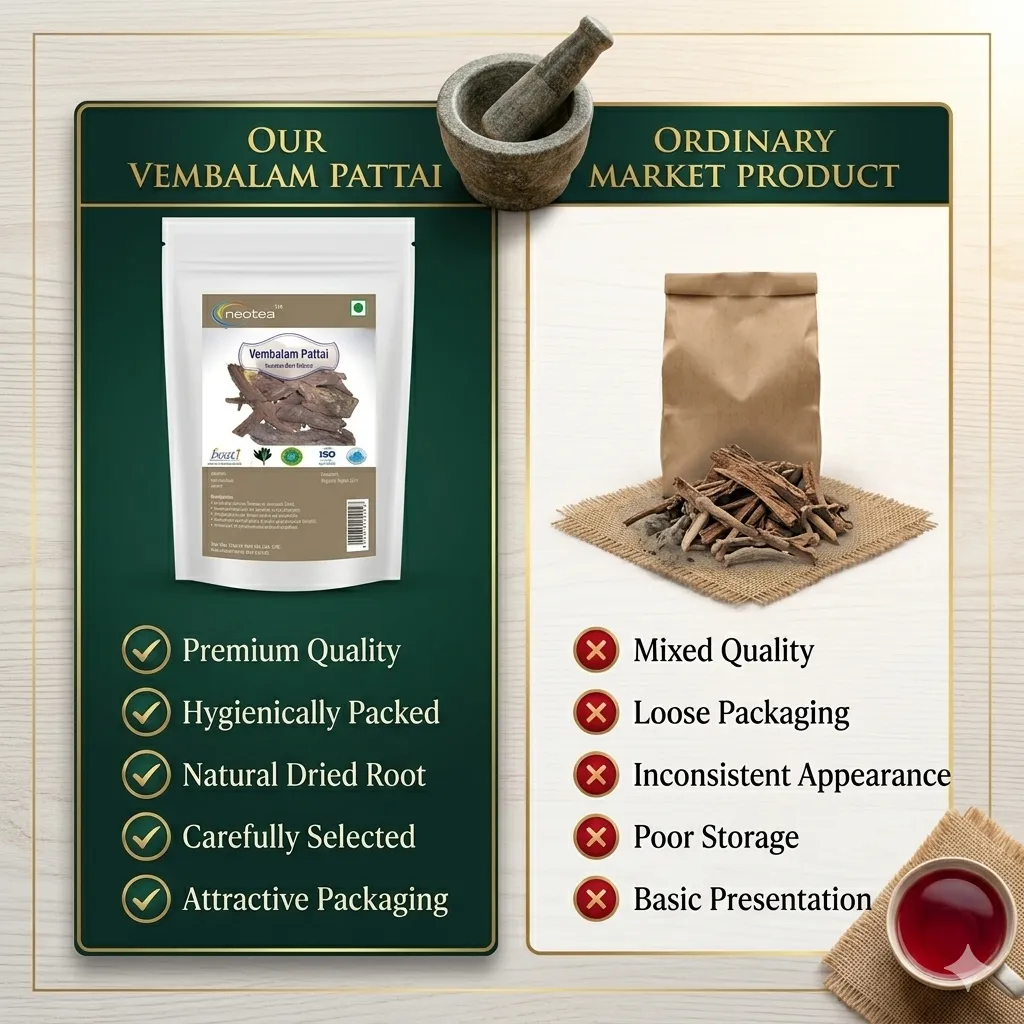 Vembalam Pattai Raw Herbal Bark (Rajantot Root Alkanet) | Natural Vembalam Tree Bark | Whole Dried Vembalam Pattai | Traditional Indian Herbal Ingredient | Clean & Naturally Dried Raw Herb