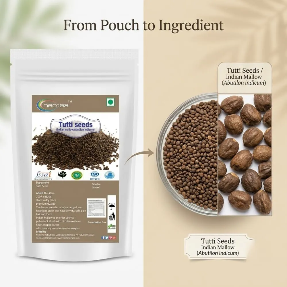 Thuthi Seeds Raw Herbal Seeds | Whole Thuthi Vithai | Abutilon indicum Seeds | Naturally Dried Herbal Seeds | Traditional Indian Herb | For Herbal Preparations & Daily Use