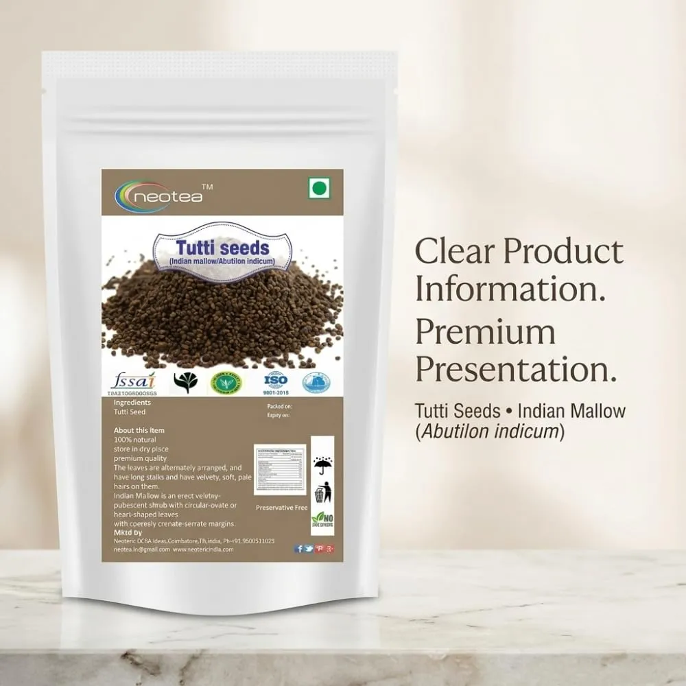 Thuthi Seeds Raw Herbal Seeds | Whole Thuthi Vithai | Abutilon indicum Seeds | Naturally Dried Herbal Seeds | Traditional Indian Herb | For Herbal Preparations & Daily Use