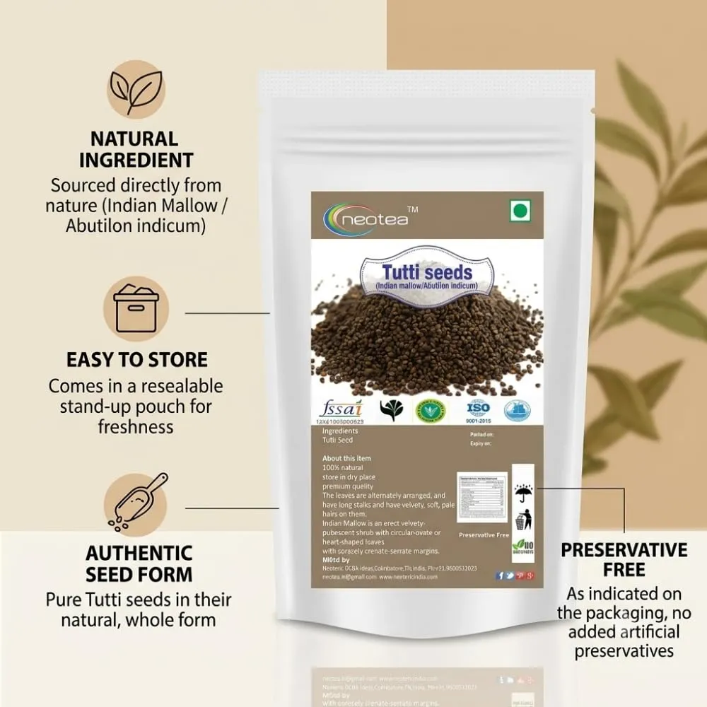Thuthi Seeds Raw Herbal Seeds | Whole Thuthi Vithai | Abutilon indicum Seeds | Naturally Dried Herbal Seeds | Traditional Indian Herb | For Herbal Preparations & Daily Use