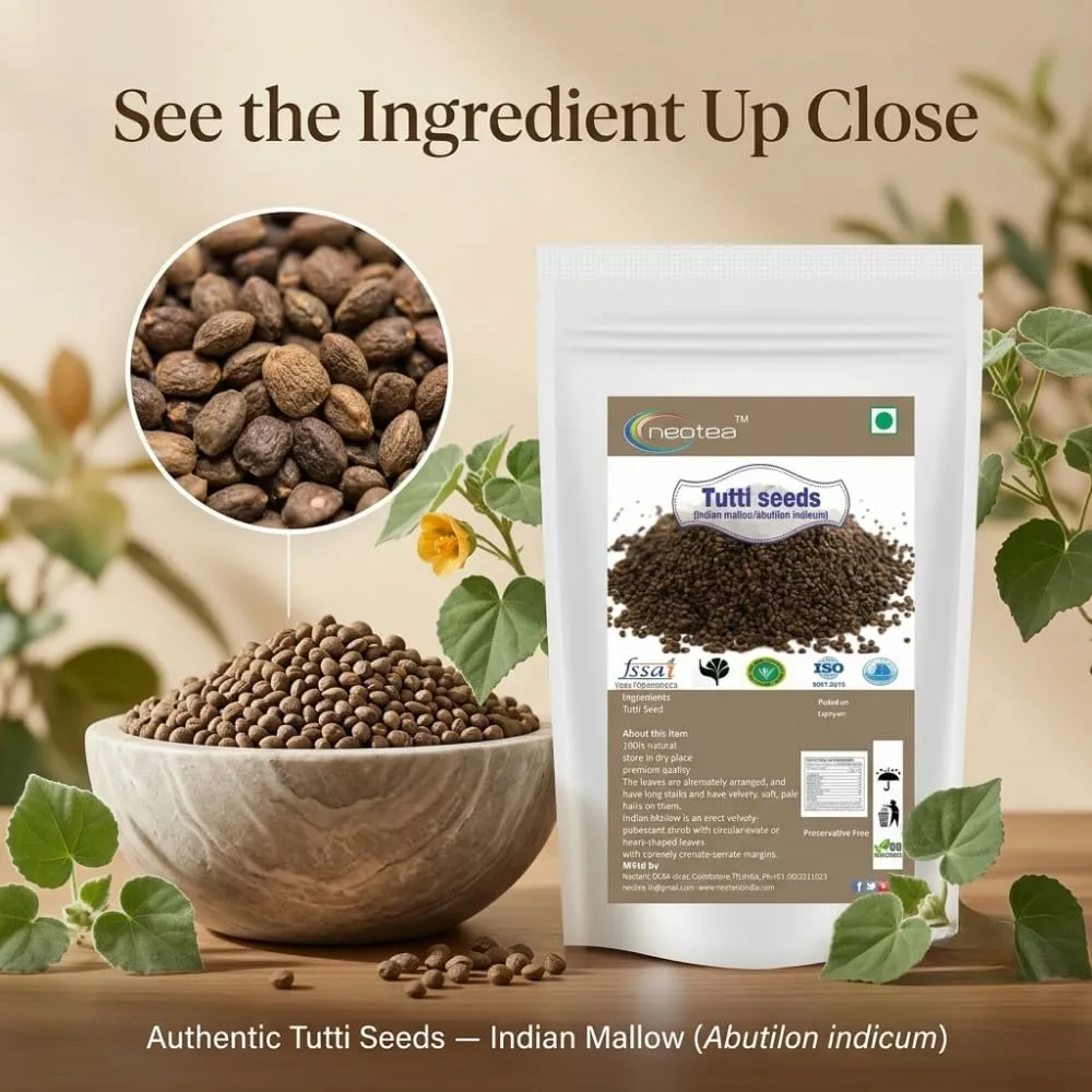 Thuthi Seeds Raw Herbal Seeds | Whole Thuthi Vithai | Abutilon indicum Seeds | Naturally Dried Herbal Seeds | Traditional Indian Herb | For Herbal Preparations & Daily Use