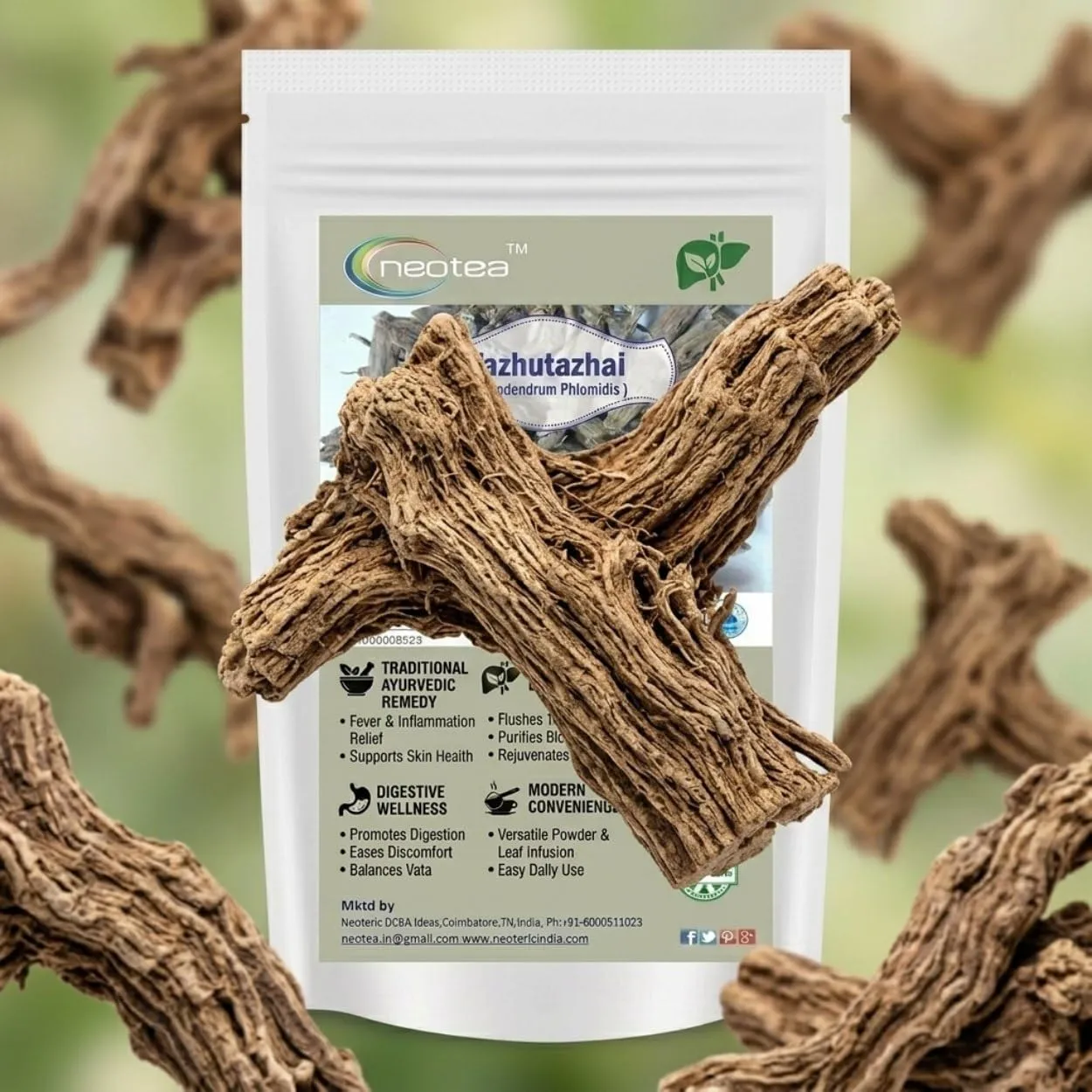 Flax Tazhutazhai Taggi Gida Arna (Clerodendrum Phlomidis) | 100% Pure, Natural, Chemical-Free Ayurvedic Herb for Wellness, Detox, Skin Care & Digestive Health