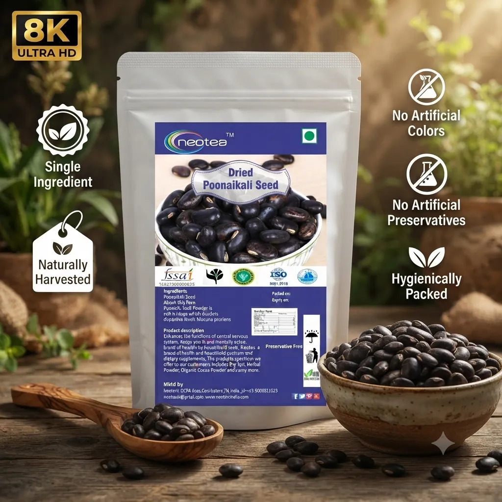 Dried Poonaikali Seed – Natural Whole Poonaikali Seeds, Traditionally Used Herbal Seed, Carefully Dried Raw Botanical Ingredient for Traditional Preparations