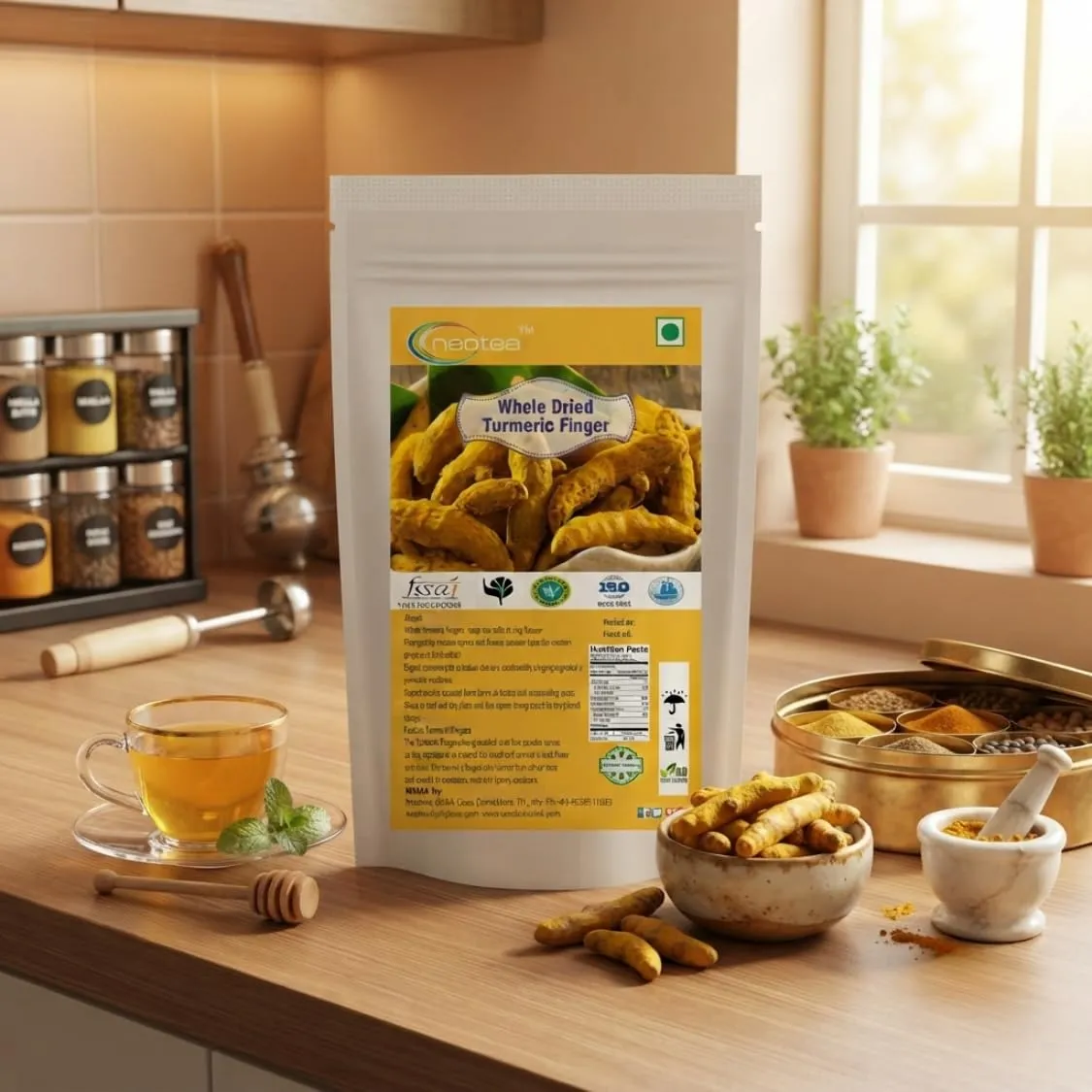 Whole Dried Turmeric Fingers | Premium Turmeric Root | Pure & Natural | Whole Dry for Cooking, Herbal Preparations & Spice Use | No Added Preservatives