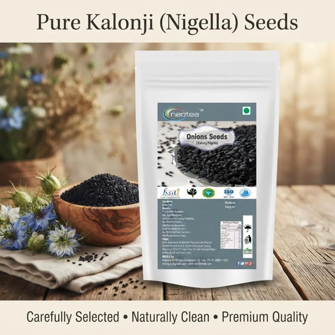 Onion Seeds (Kalonji) Raw Herbal Seeds | Pure Dried Onion Seeds for Traditional Kitchen, Herbal and Daily Wellness Use | Natural Whole Seeds | Carefully Cleaned & Packed