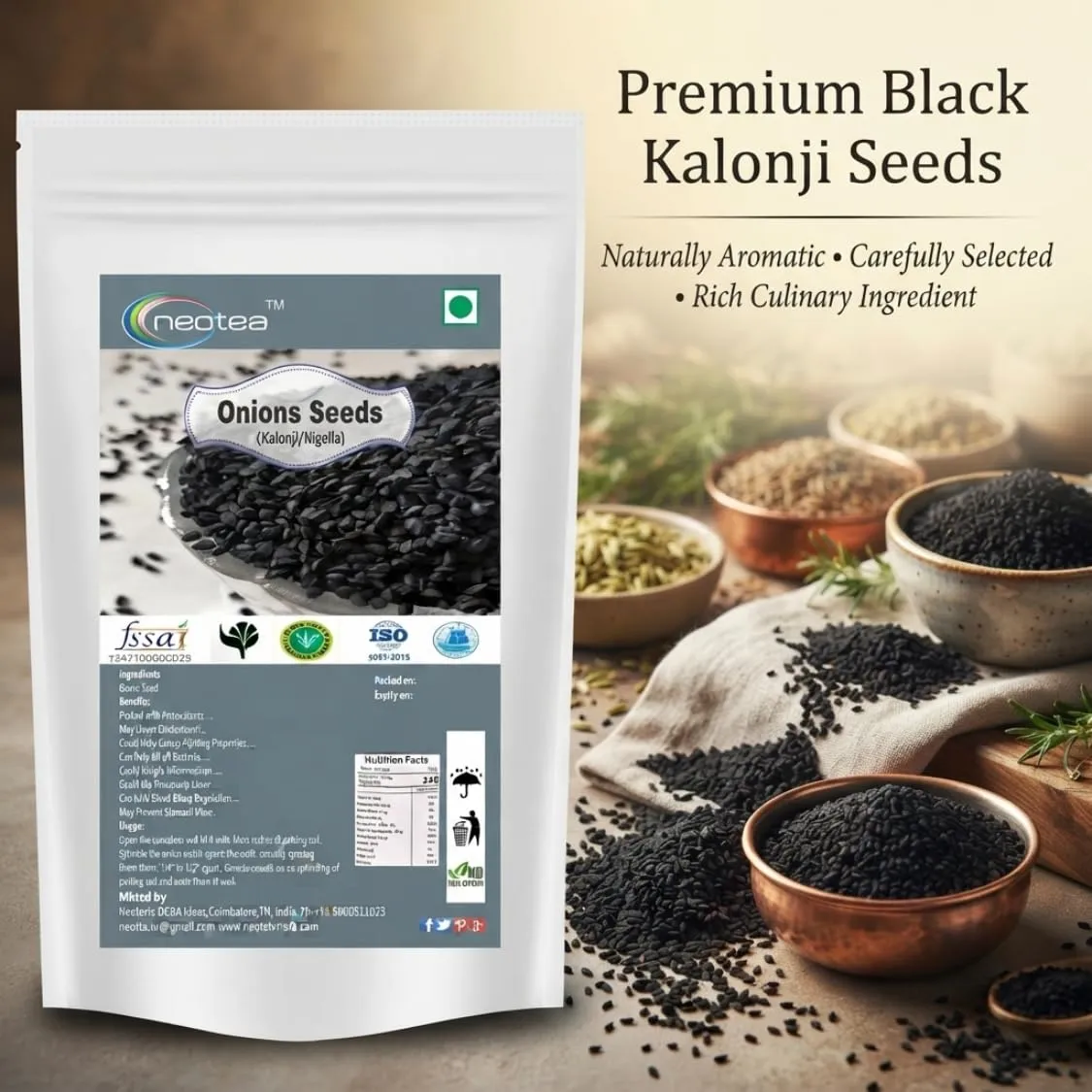 Onion Seeds (Kalonji) Raw Herbal Seeds | Pure Dried Onion Seeds for Traditional Kitchen, Herbal and Daily Wellness Use | Natural Whole Seeds | Carefully Cleaned & Packed