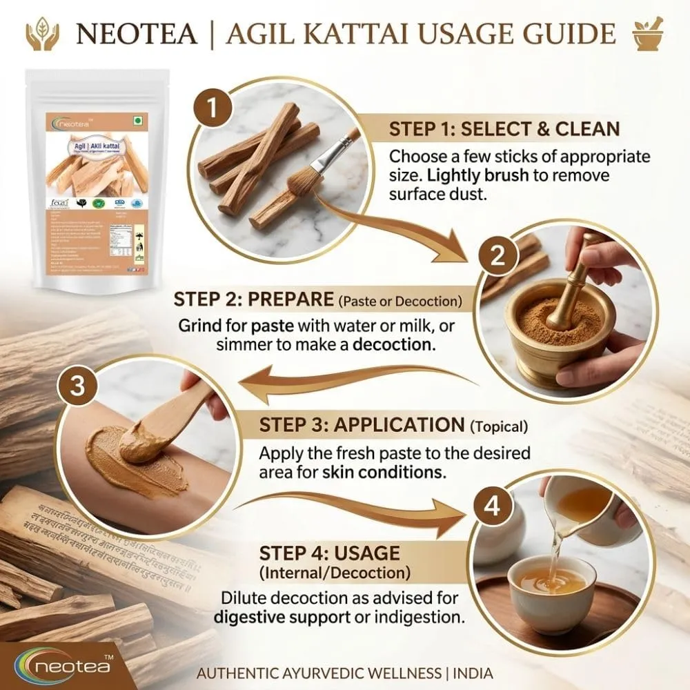 Akil Kattai Raw Herbal Wood | Whole Natural Akil Kattai Pieces | Traditional Indian Herbal Ingredient for Pooja, Herbal Preparations, Aroma & Traditional Home Practices | Unprocessed Raw Herb