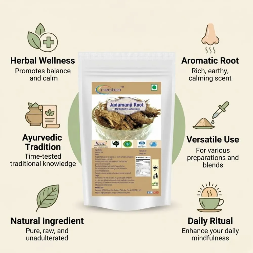 Jadamanji Root Raw Herbal | Dried Jadamanji Root Whole Herb | Traditional Indian Herbal Ingredient for Home Use, Herbal Preparations & Natural Wellness Routines