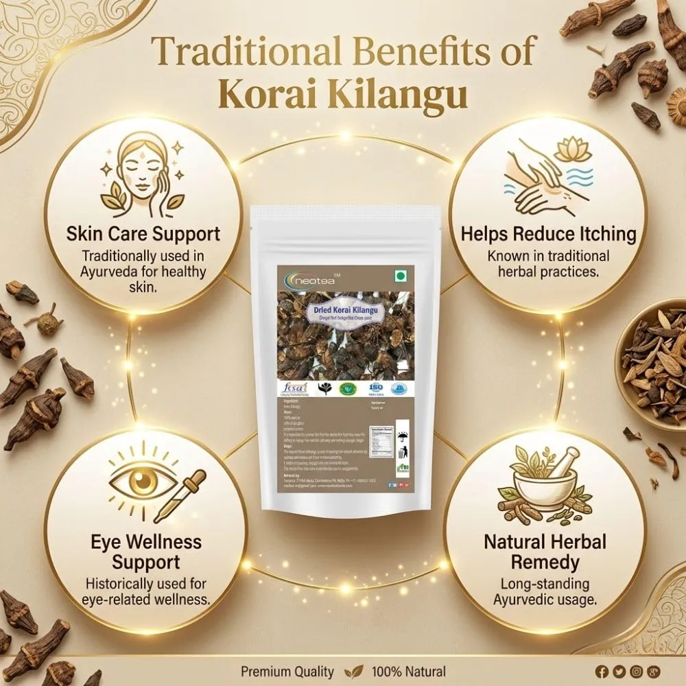 Dried Korai Kilangu | Nut Grass Root | Cyperus Rotundus Dried Root | Whole Raw Herbal Ingredient | Naturally Dried Korai Kilangu for Traditional Herbal Preparations, Pooja & Home Use
