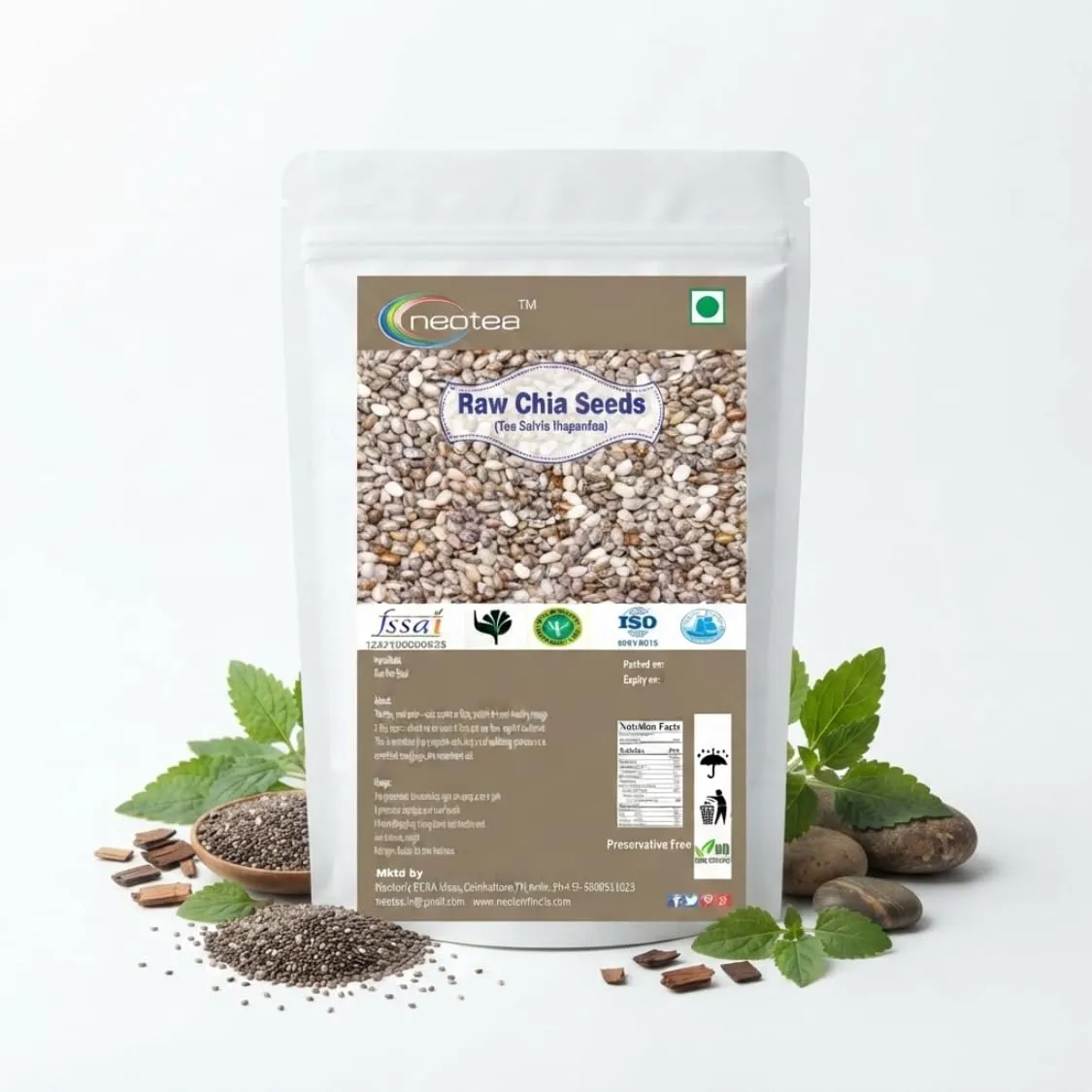 Chia Seeds Whole Natural Raw Herbal Seeds for Daily Use, Premium Quality Edible Chia Seeds, Plant-Based Source of Fibre, Omega-3 & Protein, Healthy Food Ingredient