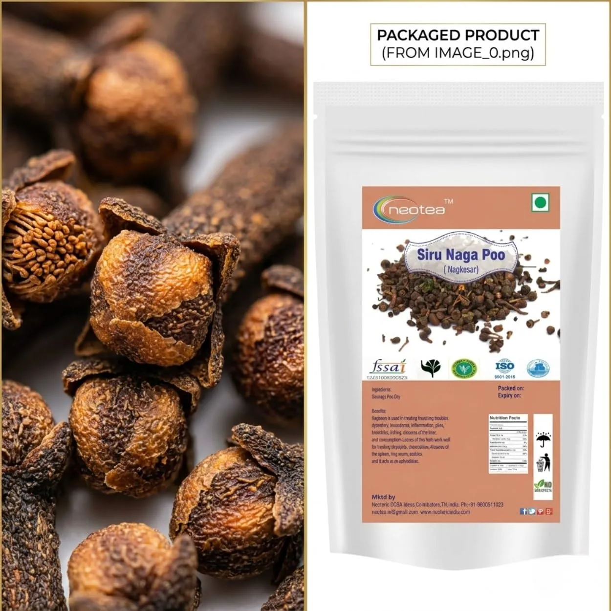 Siru Naga Poo Raw Herb | Dried Siru Naga Poo Herbal Ingredient | Traditional Indian Herbal Ingredient for Home Use | Natural Whole Herb | Carefully Cleaned & Packed