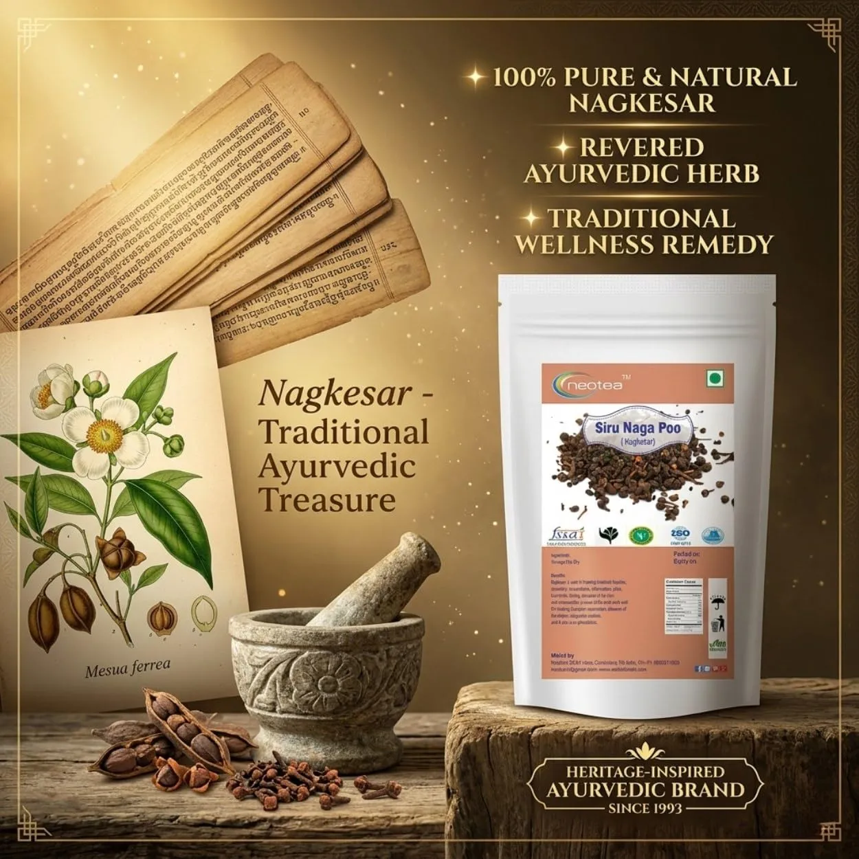 Siru Naga Poo Raw Herb | Dried Siru Naga Poo Herbal Ingredient | Traditional Indian Herbal Ingredient for Home Use | Natural Whole Herb | Carefully Cleaned & Packed