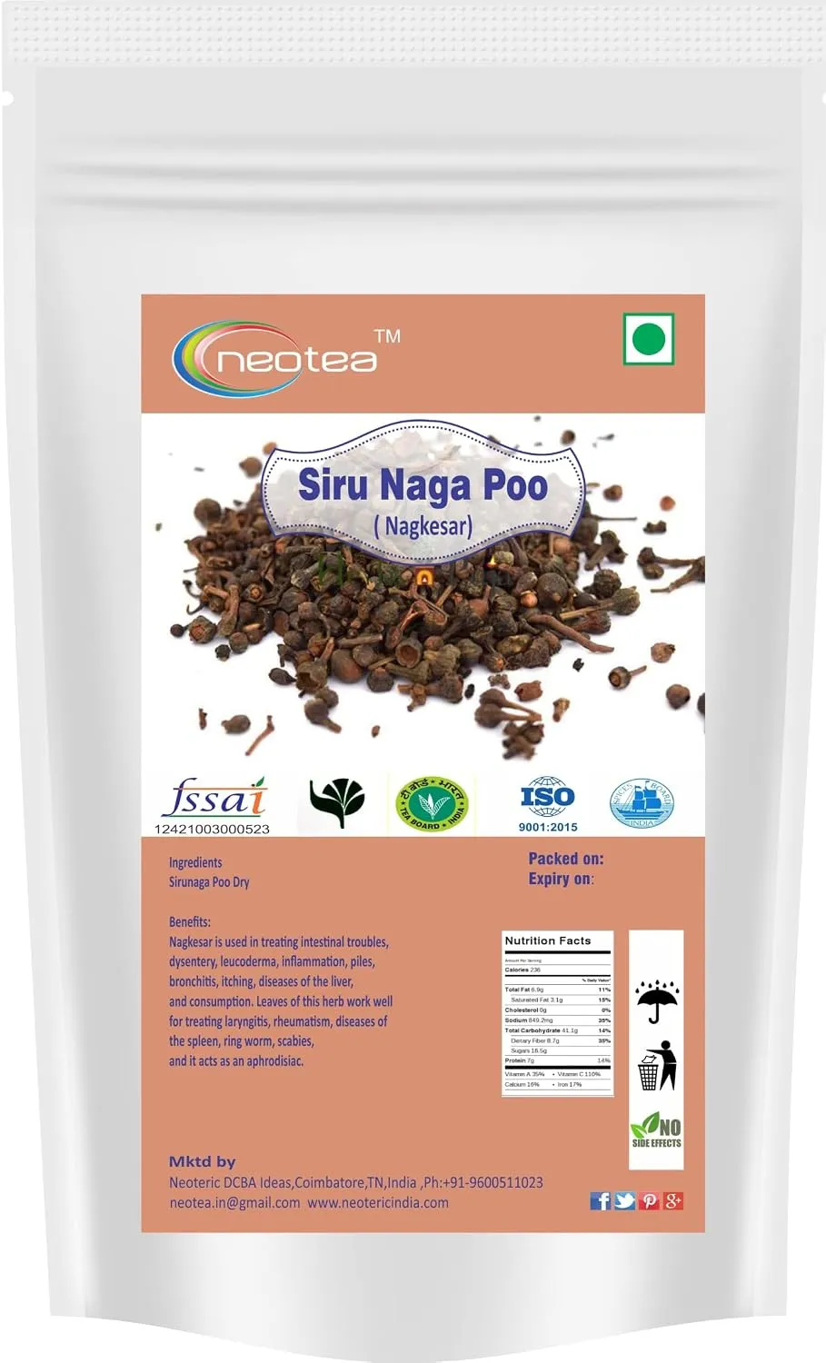 Siru Naga Poo Raw Herb | Dried Siru Naga Poo Herbal Ingredient | Traditional Indian Herbal Ingredient for Home Use | Natural Whole Herb | Carefully Cleaned & Packed